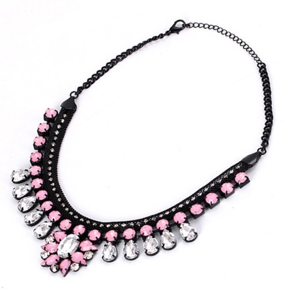 Pink Flower Statement  Necklace